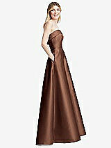 Alt View 5 Thumbnail - Cognac Strapless Bias Cuff Bodice Satin Gown with Pockets