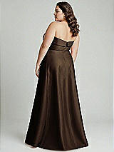 Alt View 2 Thumbnail - Espresso Strapless Bias Cuff Bodice Satin Gown with Pockets