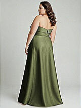 Alt View 2 Thumbnail - Olive Green Strapless Bias Cuff Bodice Satin Gown with Pockets