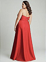 Alt View 2 Thumbnail - Poppy Red Strapless Bias Cuff Bodice Satin Gown with Pockets