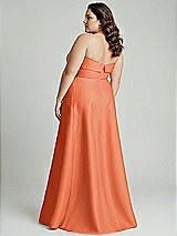 Alt View 2 Thumbnail - Portofino Orange Strapless Bias Cuff Bodice Satin Gown with Pockets