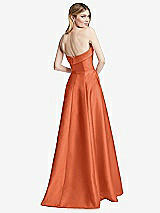 Alt View 4 Thumbnail - Portofino Orange Strapless Bias Cuff Bodice Satin Gown with Pockets