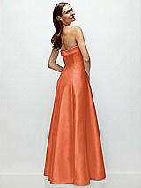 Side View Thumbnail - Portofino Orange Strapless Bias Cuff Bodice Satin Gown with Pockets
