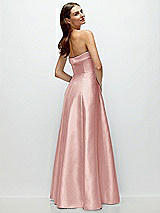 Side View Thumbnail - Rose Strapless Bias Cuff Bodice Satin Gown with Pockets