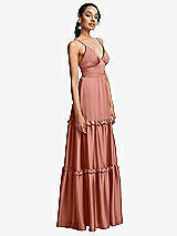 Side View Thumbnail - Desert Rose Low-Back Triangle Maxi Dress with Ruffle-Trimmed Tiered Skirt