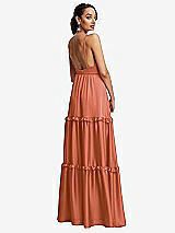 Rear View Thumbnail - Terracotta Copper Low-Back Triangle Maxi Dress with Ruffle-Trimmed Tiered Skirt