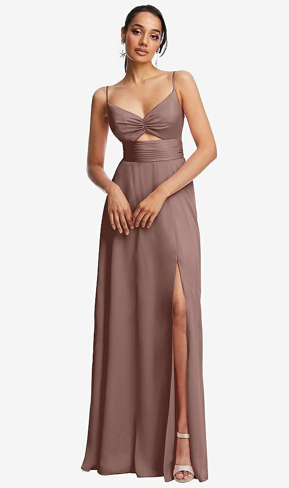 Front View - Sienna Triangle Cutout Bodice Maxi Dress with Adjustable Straps