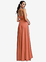 Rear View Thumbnail - Terracotta Copper Triangle Cutout Bodice Maxi Dress with Adjustable Straps