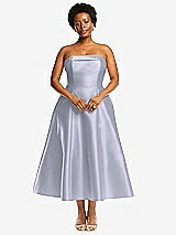 Alt View 4 Thumbnail - Silver Dove Cuffed Strapless Satin Twill Midi Dress with Full Skirt and Pockets