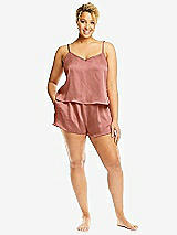 Alt View 1 Thumbnail - Desert Rose Whisper Satin Lounge Shorts with Pockets