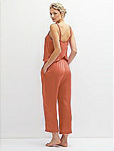 Rear View Thumbnail - Terracotta Copper Whisper Satin Wide-Leg Lounge Pants with Pockets