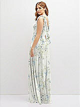 Rear View Thumbnail - Bleu Garden Bow Shoulder Square Neck Chiffon Maxi Dress