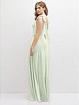 Rear View Thumbnail - Mint Green Bow Shoulder Square Neck Chiffon Maxi Dress
