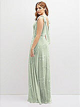 Rear View Thumbnail - Vintage Primrose Sage Bow Shoulder Square Neck Chiffon Maxi Dress