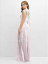 Rear View Thumbnail - Watercolor Print Bow Shoulder Square Neck Chiffon Maxi Dress