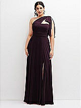 Alt View 1 Thumbnail - Deep Plum Chiffon Convertible Maxi Dress with Multi-Way Tie Straps
