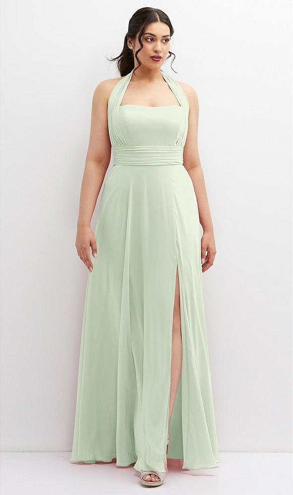 Front View - Mint Green Chiffon Convertible Maxi Dress with Multi-Way Tie Straps