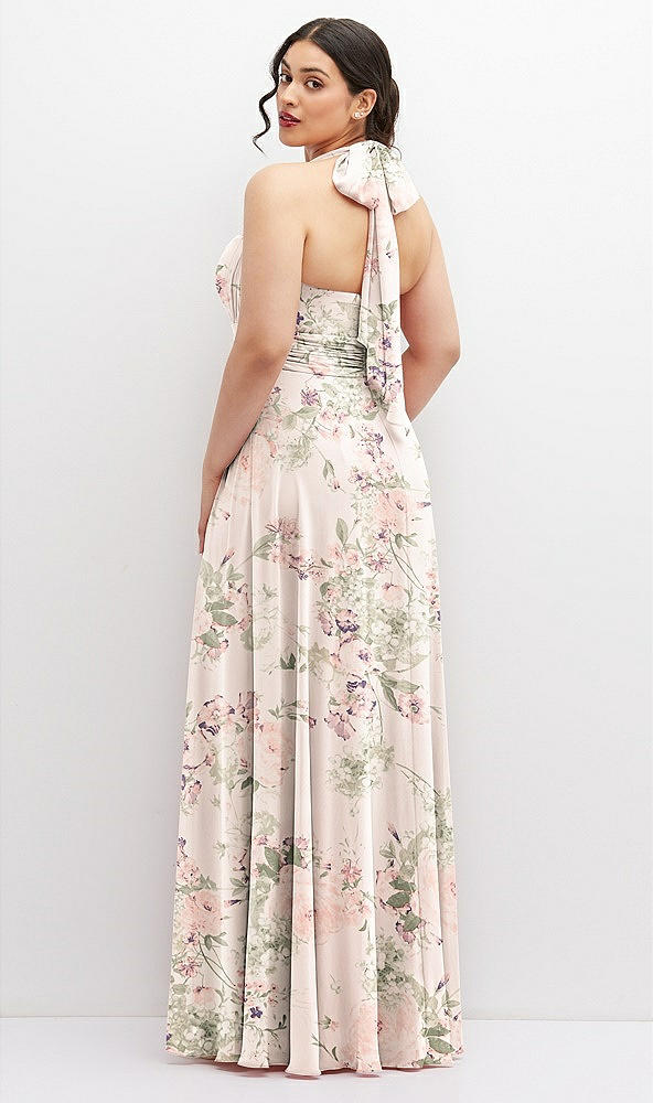 Back View - Blush Garden Chiffon Convertible Maxi Dress with Multi-Way Tie Straps