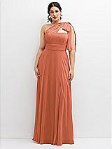 Alt View 1 Thumbnail - Terracotta Copper Chiffon Convertible Maxi Dress with Multi-Way Tie Straps