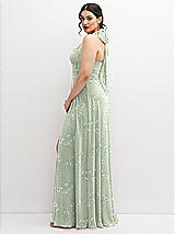 Side View Thumbnail - Vintage Primrose Sage Chiffon Convertible Maxi Dress with Multi-Way Tie Straps