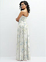 Alt View 3 Thumbnail - Bleu Garden Chiffon Corset Maxi Dress with Removable Off-the-Shoulder Swags