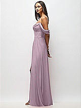 Side View Thumbnail - Suede Rose Chiffon Corset Maxi Dress with Removable Off-the-Shoulder Swags