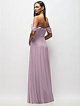 Rear View Thumbnail - Suede Rose Chiffon Corset Maxi Dress with Removable Off-the-Shoulder Swags