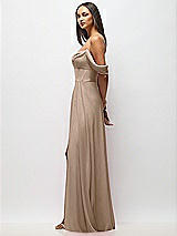 Side View Thumbnail - Topaz Chiffon Corset Maxi Dress with Removable Off-the-Shoulder Swags
