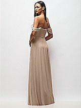 Rear View Thumbnail - Topaz Chiffon Corset Maxi Dress with Removable Off-the-Shoulder Swags