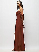 Side View Thumbnail - Auburn Moon Chiffon Corset Maxi Dress with Removable Off-the-Shoulder Swags