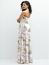 Alt View 3 Thumbnail - Butterfly Botanica Ivory Chiffon Corset Maxi Dress with Removable Off-the-Shoulder Swags