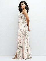 Alt View 2 Thumbnail - Blush Garden Chiffon Corset Maxi Dress with Removable Off-the-Shoulder Swags