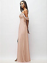Side View Thumbnail - Cameo Chiffon Corset Maxi Dress with Removable Off-the-Shoulder Swags