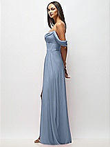 Side View Thumbnail - Cloudy Chiffon Corset Maxi Dress with Removable Off-the-Shoulder Swags