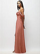 Side View Thumbnail - Desert Rose Chiffon Corset Maxi Dress with Removable Off-the-Shoulder Swags