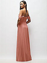 Rear View Thumbnail - Desert Rose Chiffon Corset Maxi Dress with Removable Off-the-Shoulder Swags