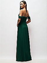 Rear View Thumbnail - Hunter Green Chiffon Corset Maxi Dress with Removable Off-the-Shoulder Swags