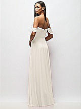 Rear View Thumbnail - Ivory Chiffon Corset Maxi Dress with Removable Off-the-Shoulder Swags