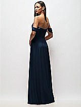 Rear View Thumbnail - Midnight Navy Chiffon Corset Maxi Dress with Removable Off-the-Shoulder Swags