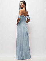 Rear View Thumbnail - Mist Chiffon Corset Maxi Dress with Removable Off-the-Shoulder Swags