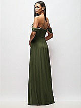 Rear View Thumbnail - Olive Green Chiffon Corset Maxi Dress with Removable Off-the-Shoulder Swags