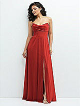 Alt View 1 Thumbnail - Poppy Red Chiffon Corset Maxi Dress with Removable Off-the-Shoulder Swags