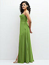 Alt View 2 Thumbnail - Peridot Green Chiffon Corset Maxi Dress with Removable Off-the-Shoulder Swags