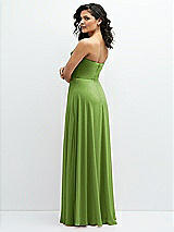 Alt View 3 Thumbnail - Peridot Green Chiffon Corset Maxi Dress with Removable Off-the-Shoulder Swags