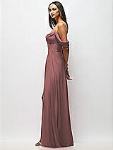 Side View Thumbnail - Rosewood Chiffon Corset Maxi Dress with Removable Off-the-Shoulder Swags