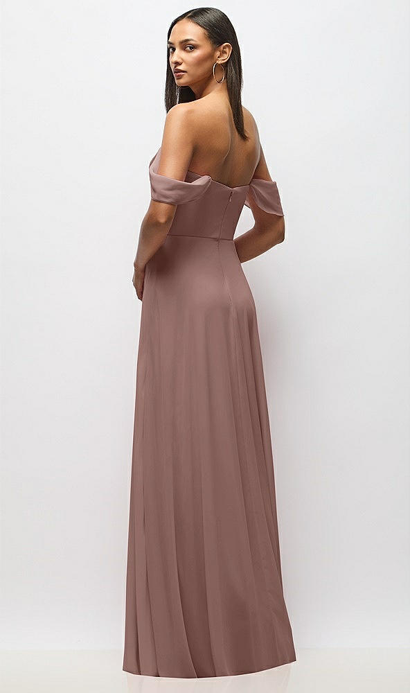 Back View - Sienna Chiffon Corset Maxi Dress with Removable Off-the-Shoulder Swags