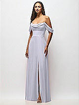 Front View Thumbnail - Silver Dove Chiffon Corset Maxi Dress with Removable Off-the-Shoulder Swags