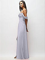 Side View Thumbnail - Silver Dove Chiffon Corset Maxi Dress with Removable Off-the-Shoulder Swags