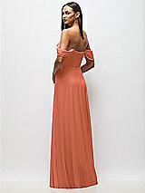 Rear View Thumbnail - Terracotta Copper Chiffon Corset Maxi Dress with Removable Off-the-Shoulder Swags
