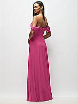 Rear View Thumbnail - Tea Rose Chiffon Corset Maxi Dress with Removable Off-the-Shoulder Swags